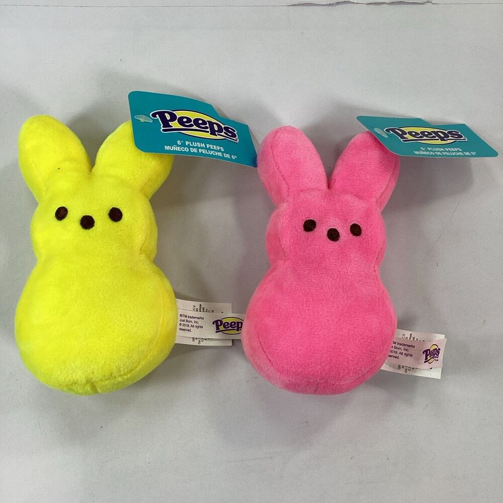 Peeps Bunny Rabbit Plush Stuffed Animal Toy 6" Pink Yellow Easter New Set RUZ